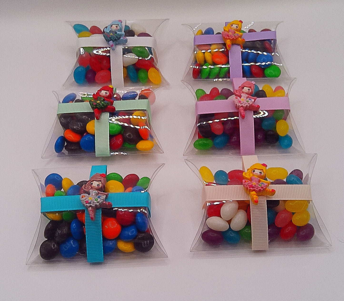 Ballerina charm and clear pillow shaped box filled with lollies