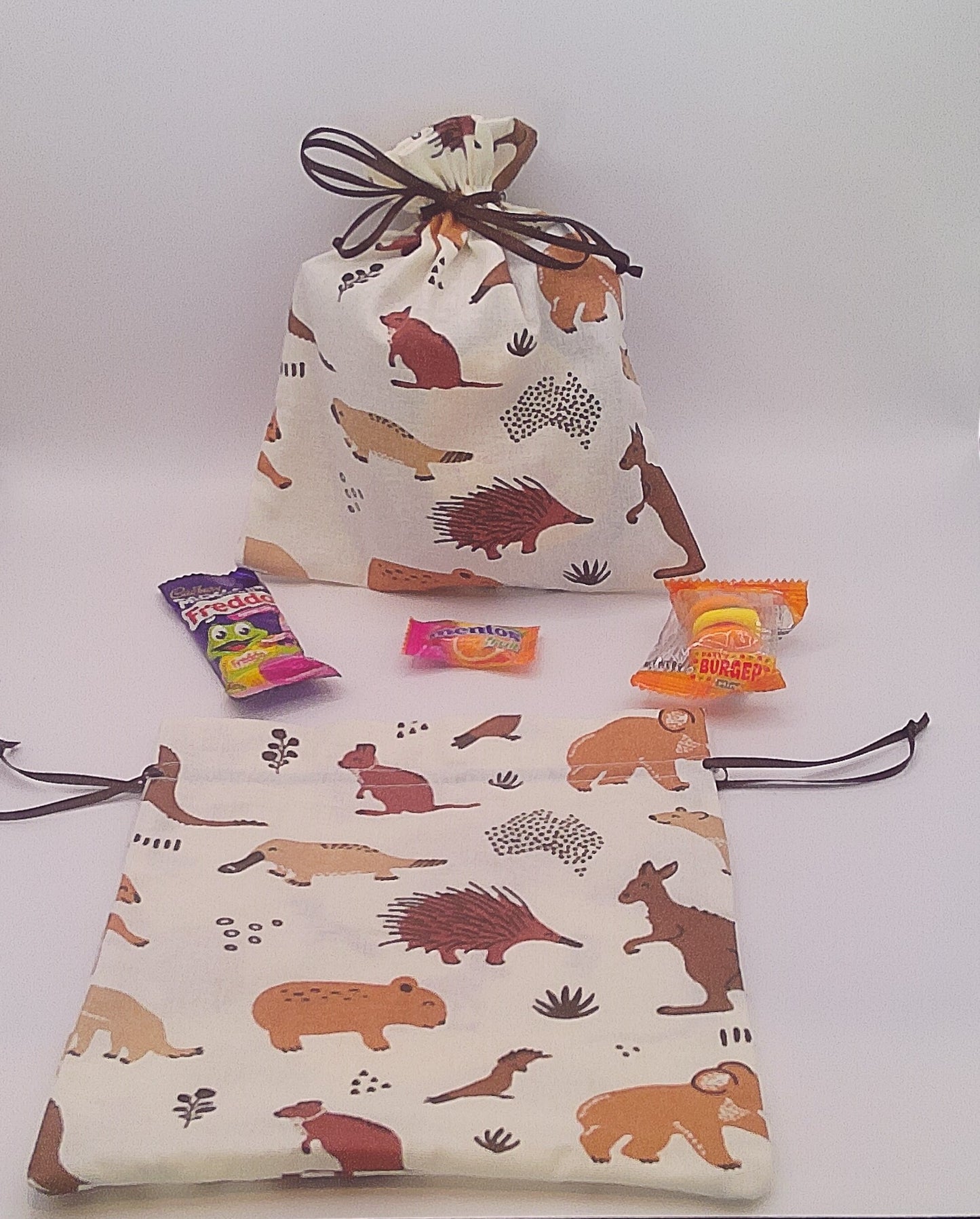 Australian animals material drawstring party favour bags