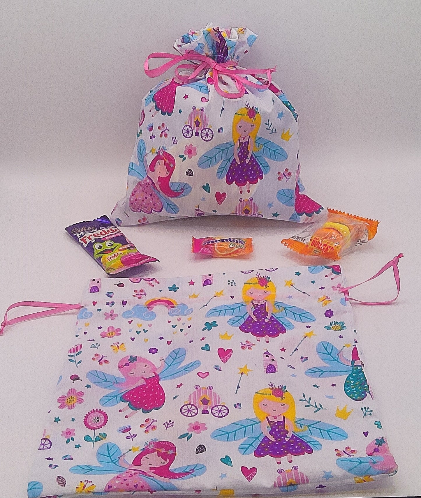 Fairy material drawstring party favour bags