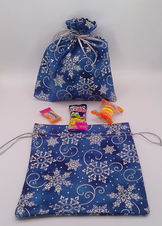 Snowflakes Material Drawstring Party Favour Bags