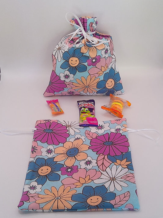 Flower Faces Material Drawstring Party Favour Bags