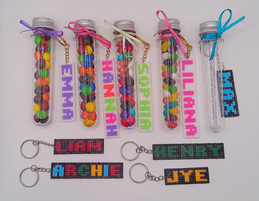 Personalised keychain with tube of lollies