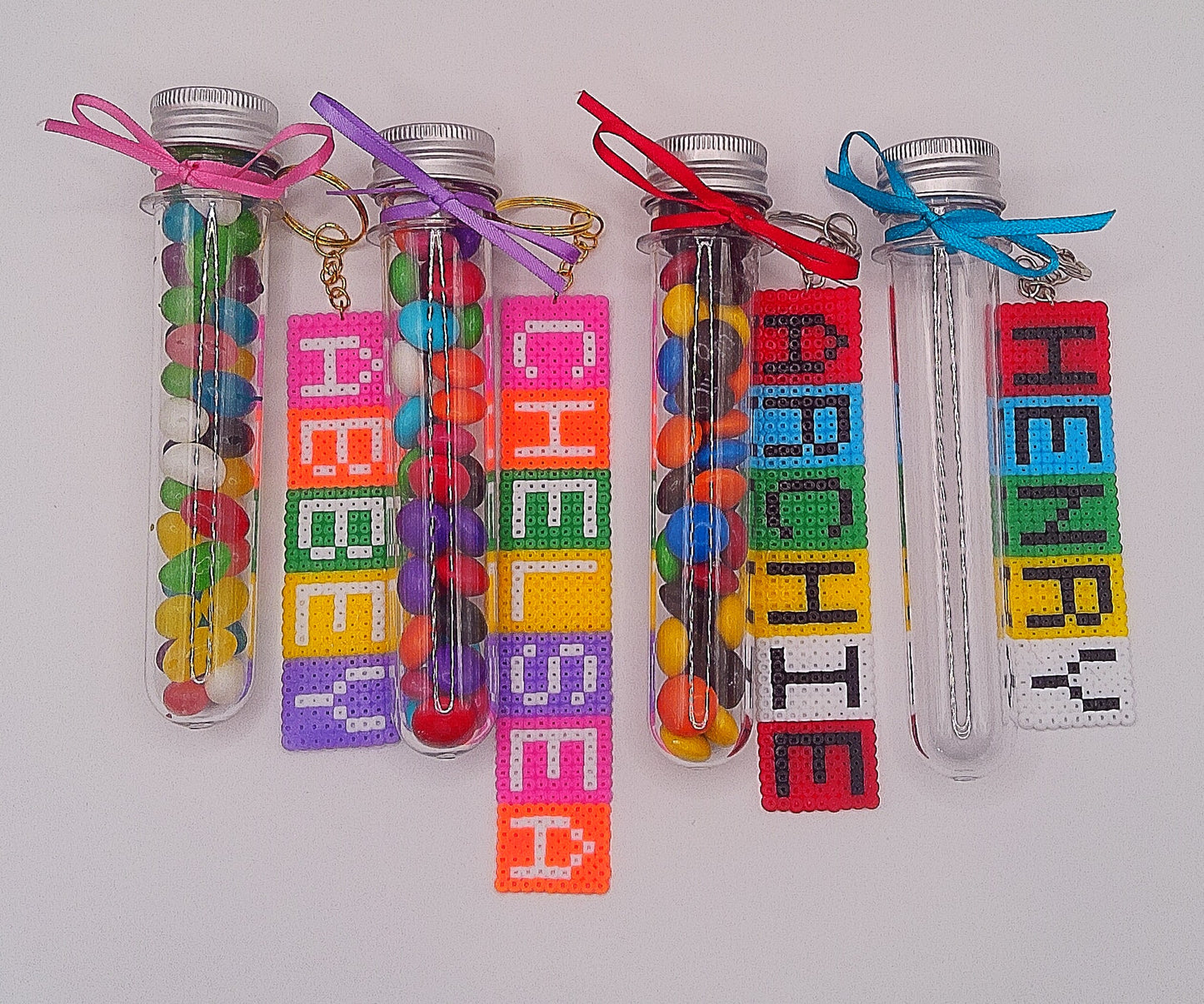 Personalised keychain with tube of lollies