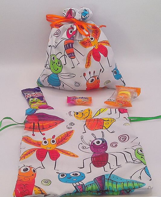 Crazy bugs material drawstring party favour bags