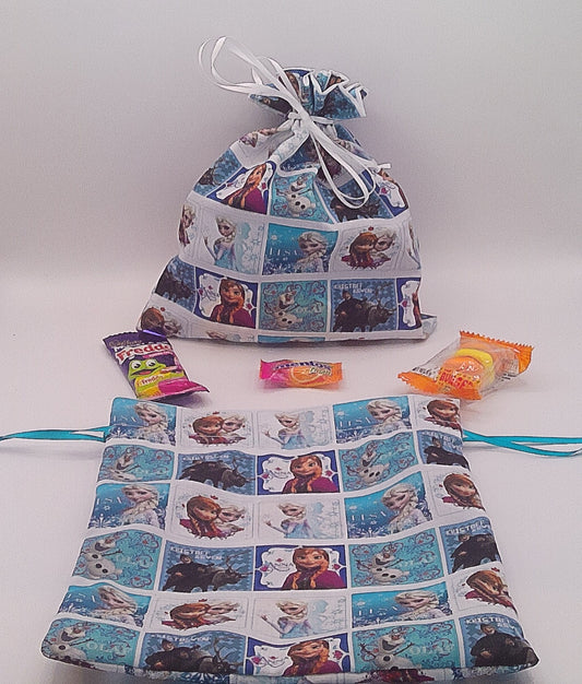 Ice Princess material drawstring party favour bags