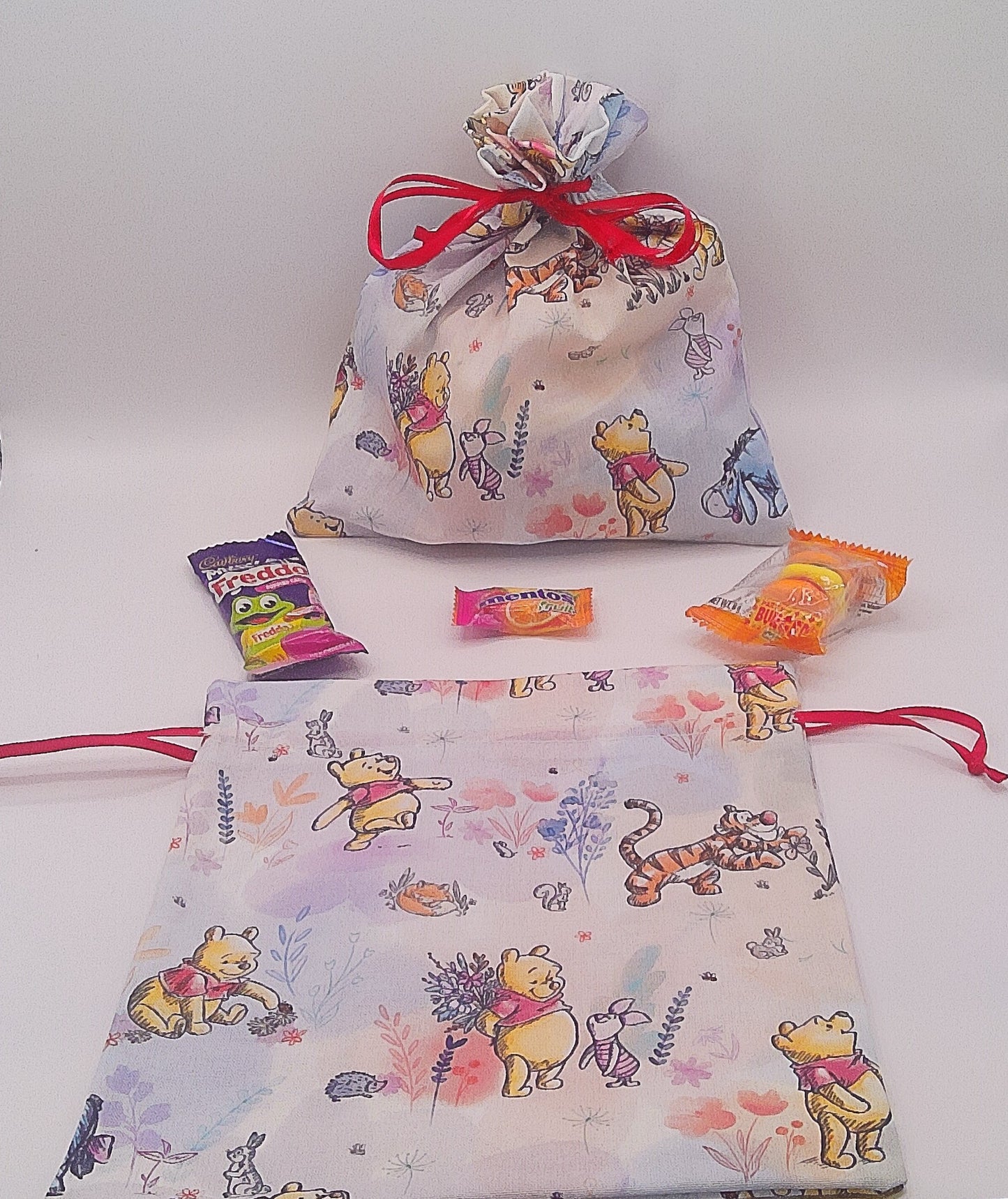 Honey Bear with and friends material drawstring party favour bags
