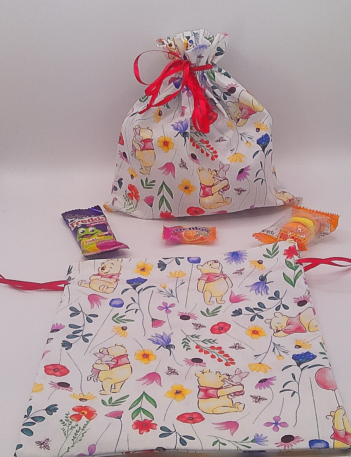 Honey Bear with and friends material drawstring party favour bags