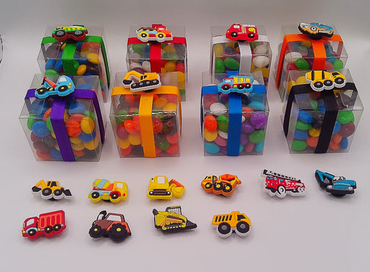 Truck shoe charms with clear box of lollies